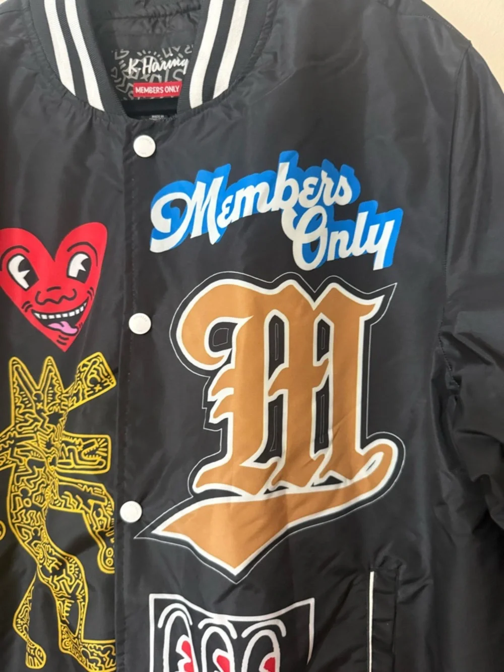 Members Only × Keith Haring size XL Andy Mouse Bomber Jacket Black, Gorgeous - Picture 3 of 9